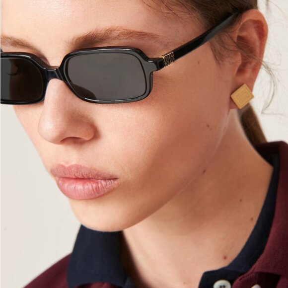 NEW MIU MIU SQUARE BLACK WOMEN SUNGLASSES MU11ZS 16K5S0 MIU MIU MU11ZSF - Picture 1 of 13